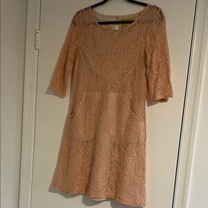 Anthropologie Elegant Lace Peach Dress